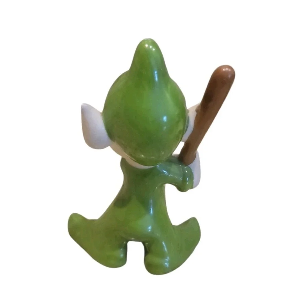 Vintage 1950s Japan Ceramic Pixie Elf Batter Green With Baseball Bat